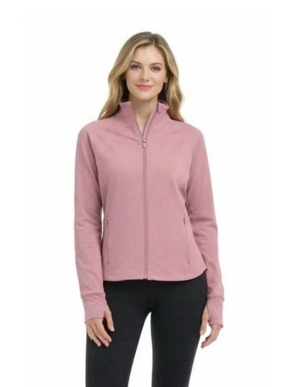 Jockey Satin Stitch Yoga Jacket Nostalgia Rose XS Womens Activewear